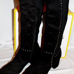 SEVEN DIALS NICKI FAUX SUEDE STUDDED OVER THE KNEE BOOTS *** Black, Size 8.5M